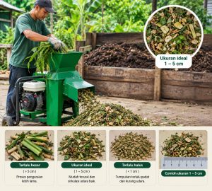 ukuran cacahan bahan kompos